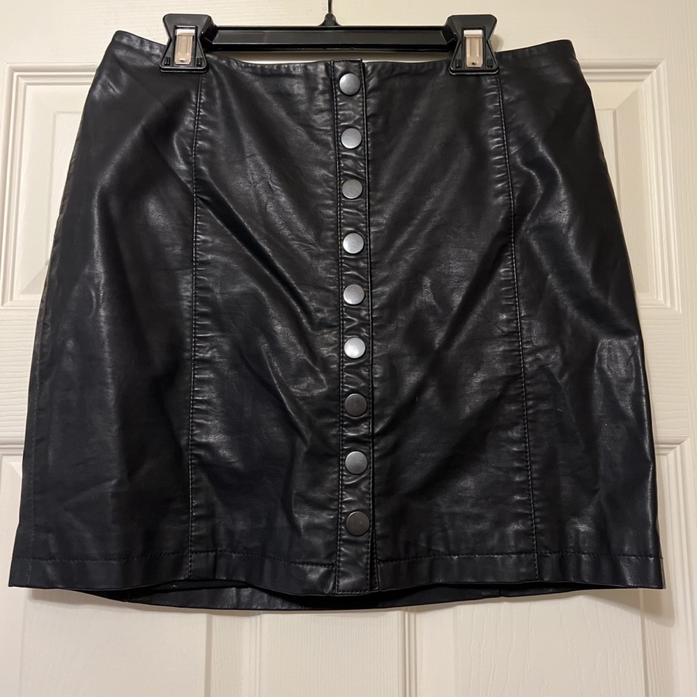 Free people faux leather button up skirt